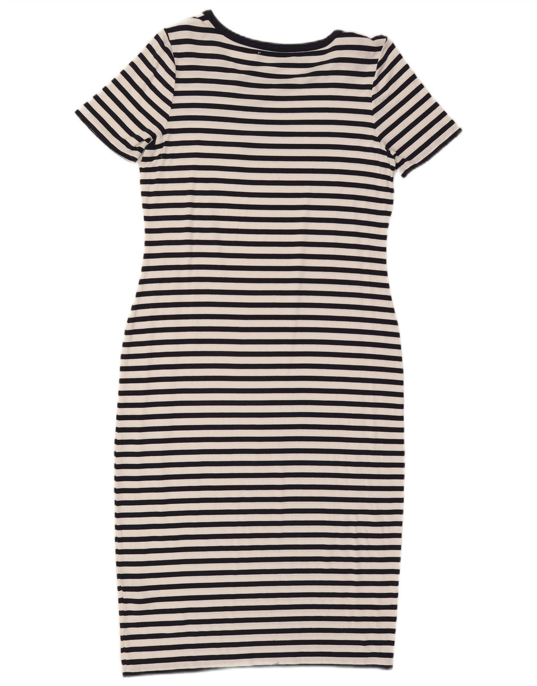Vestido bainha feminino Marks & Spencer UK 12 viscose listrada azul marinho médio