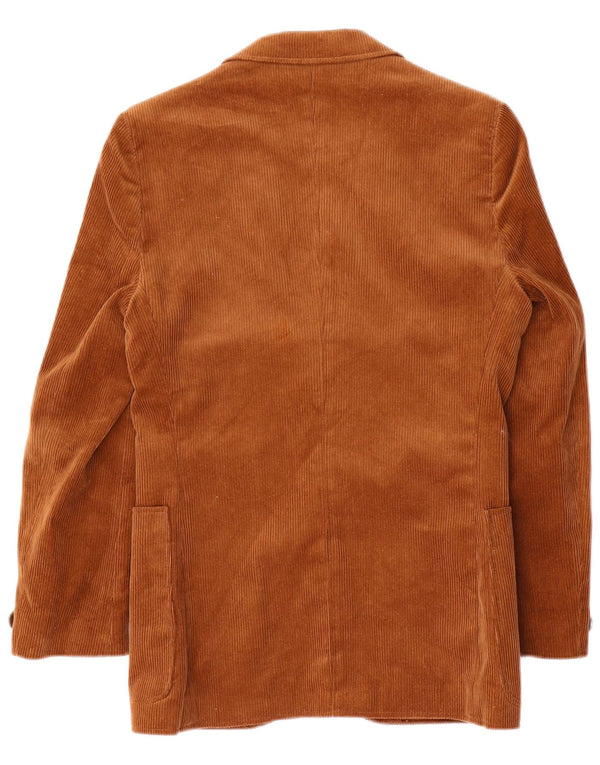 Jaqueta blazer masculina vintage de veludo cotelê com 2 botões Reino Unido 38 marrom médio