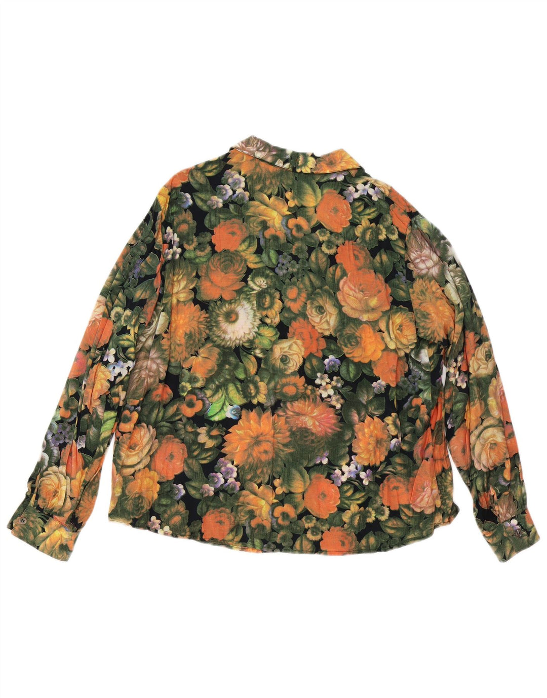 Camisa feminina vintage UK 16 grande laranja floral