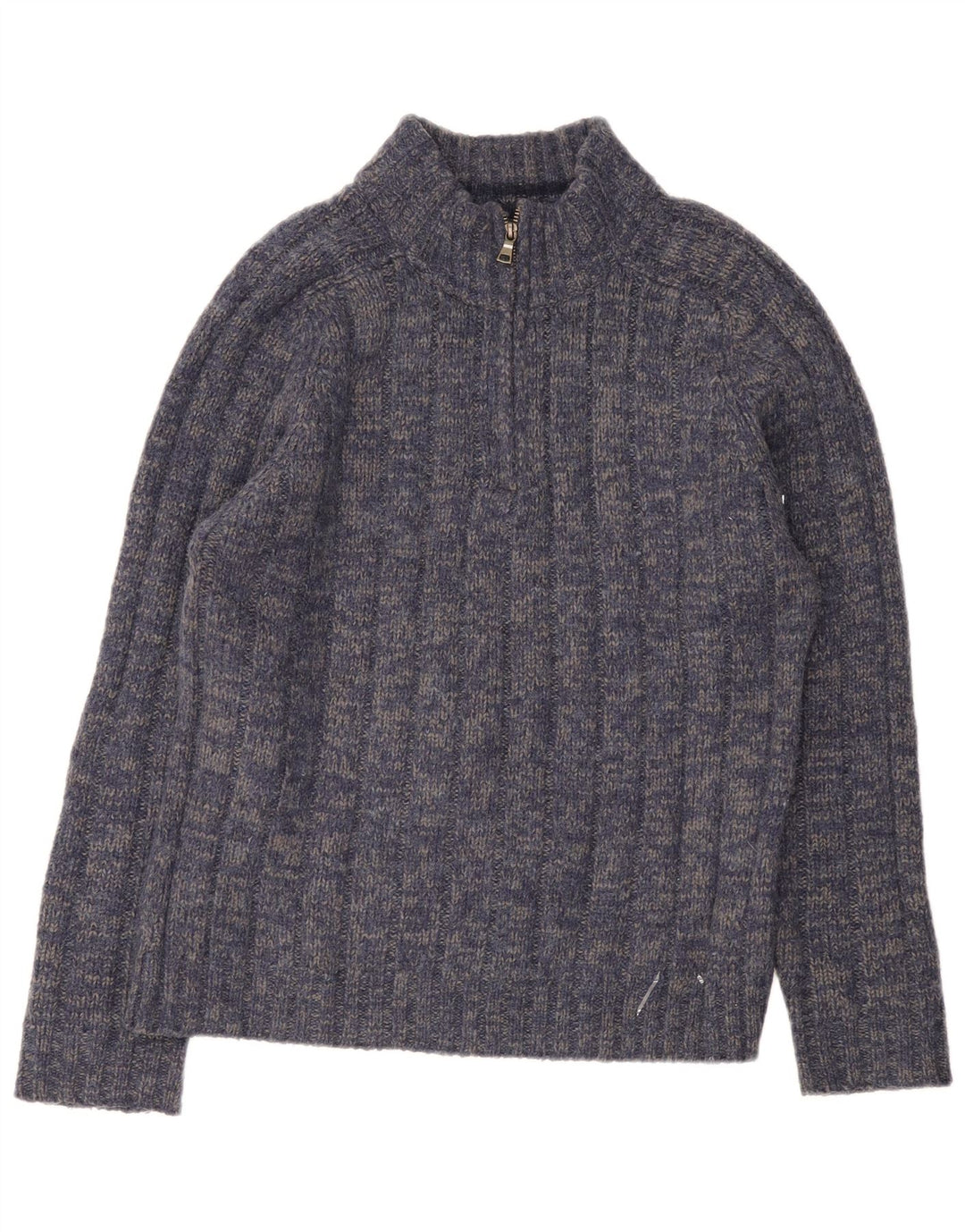 Suéter masculino Marks & Spencer com zíper e gola média azul marinho manchado