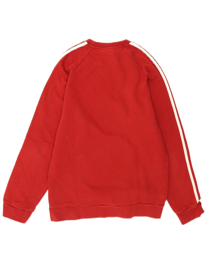 Adidas Mens Moletom Jumper Pequeno Algodão Colorblock Vermelho