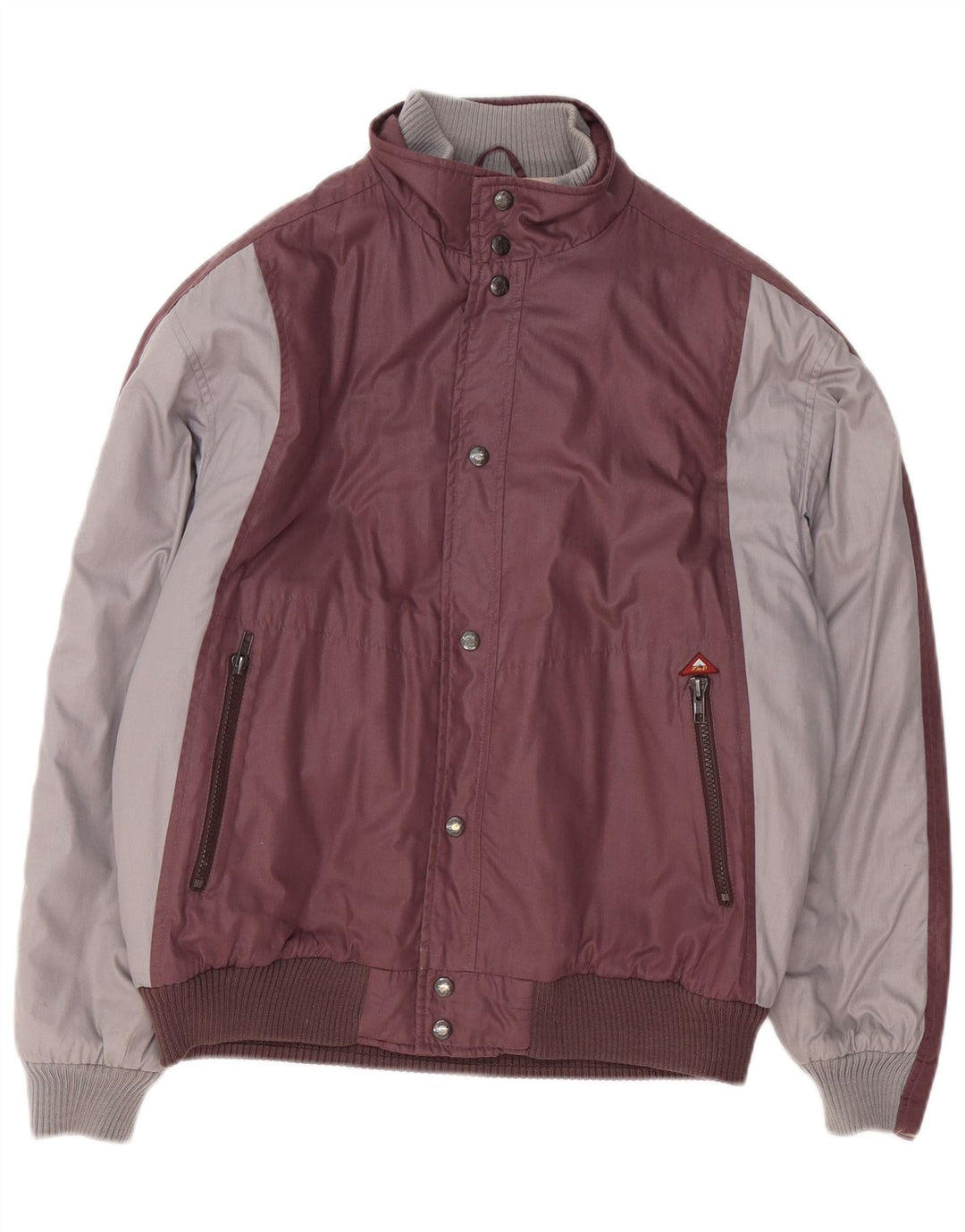 Jaqueta bomber masculina vintage UK 38 poliéster médio Borgonha Colourblock