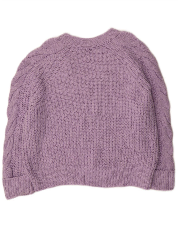Suéter feminino Marks & Spencer grande com decote em V Reino Unido 14 médio roxo