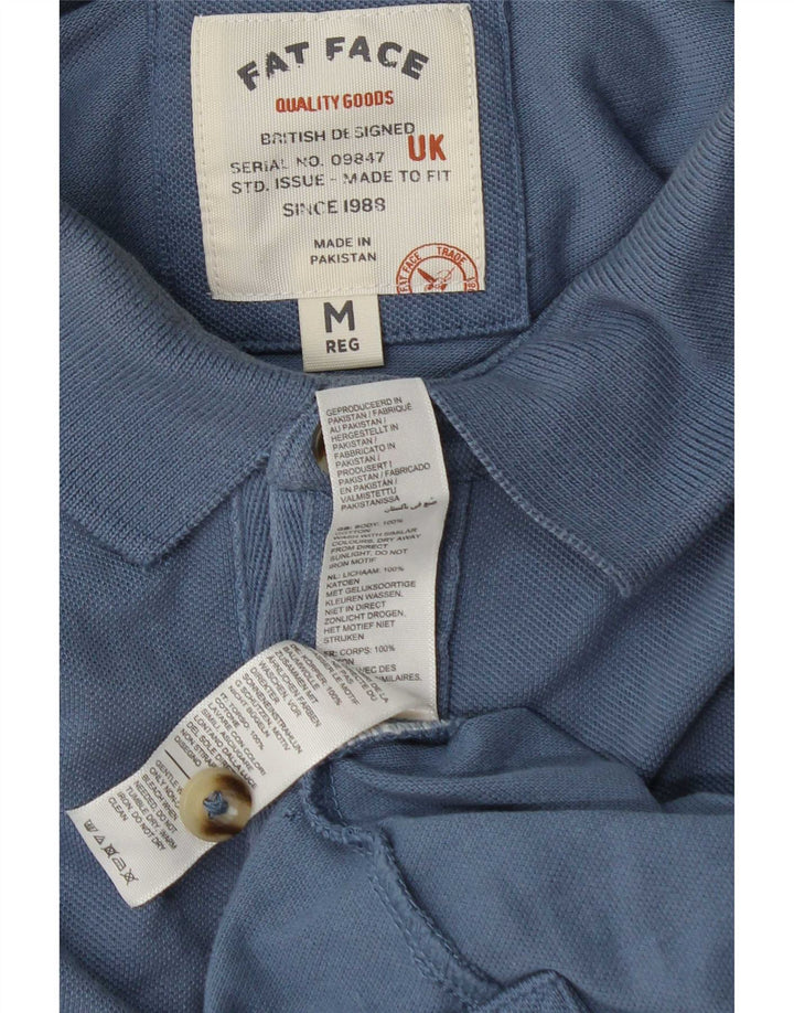 Camisa polo masculina de manga comprida Fat Face algodão azul médio
