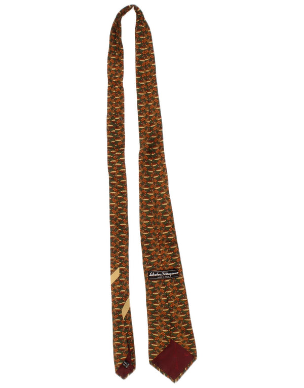 Gravata masculina Salvatore Ferragamo tamanho único L57 marrom estampa animal seda clássica
