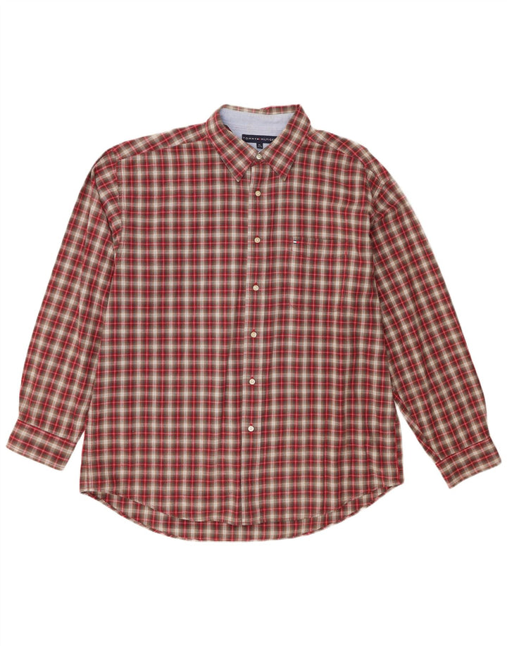 Camisa masculina Tommy Hilfiger XL vermelha xadrez algodão