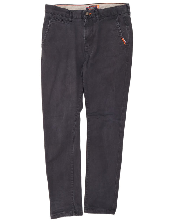 Calça Chino Superdry Masculina Slim W32 L32 Algodão Azul Marinho