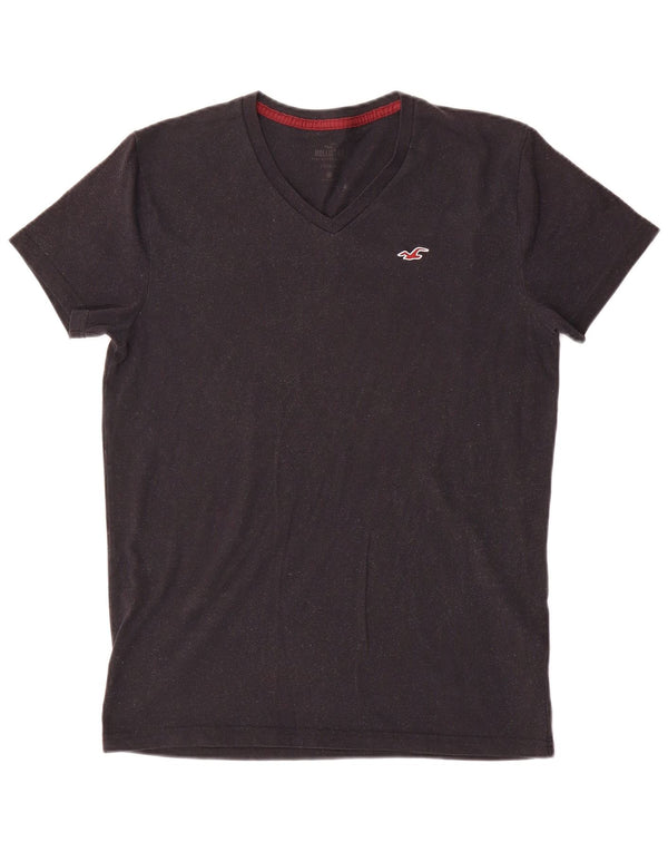 Camiseta masculina Hollister de algodão cinza médio