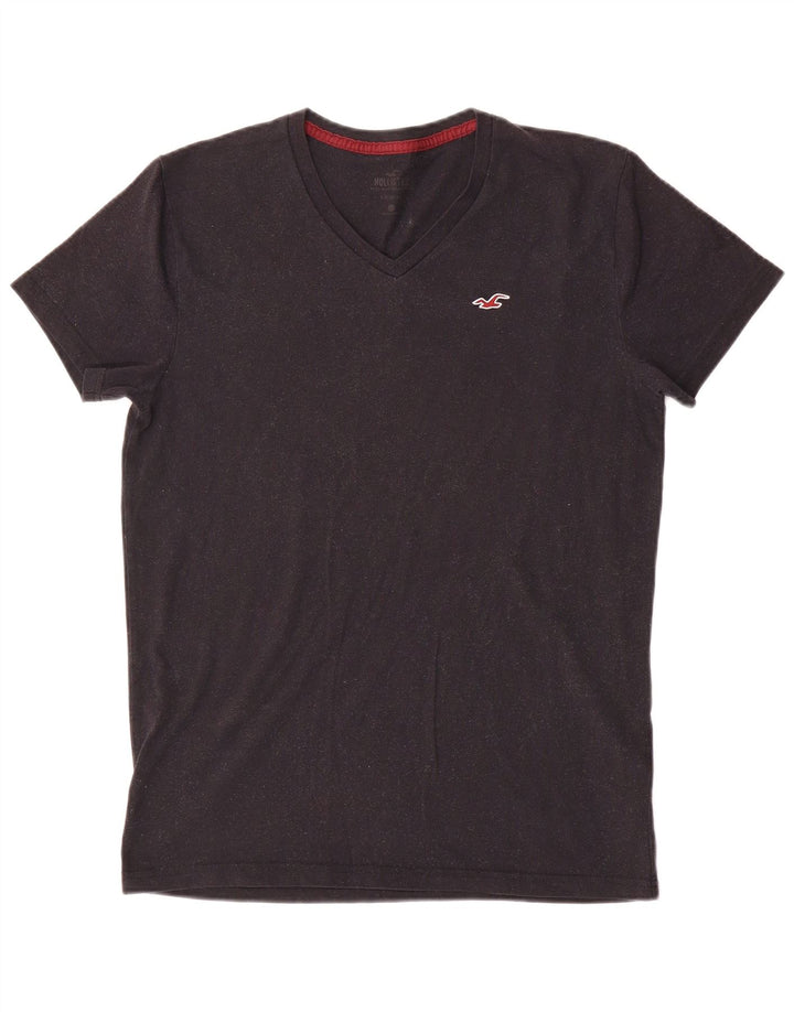 Camiseta masculina Hollister de algodão cinza médio