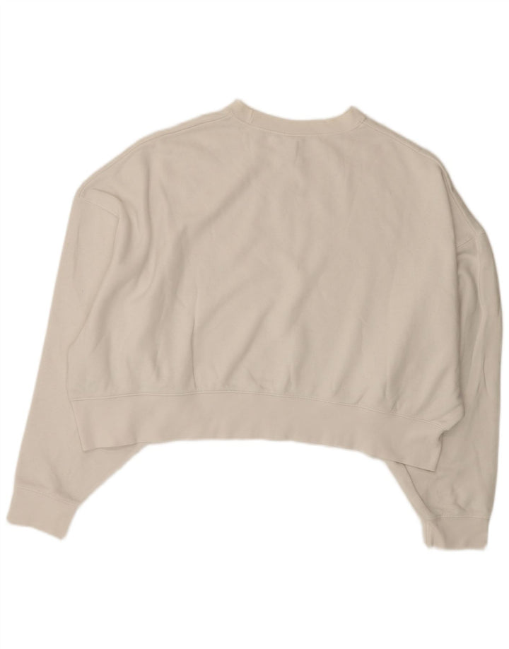 NIKE Womens Crop Oversized Sweatshirt Jumper UK 14 Médio Algodão Branco