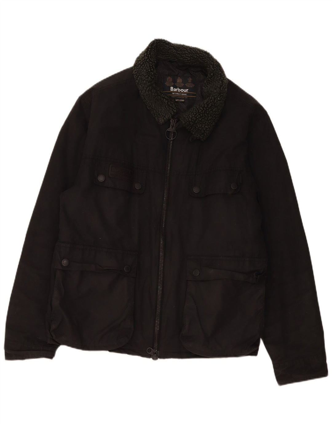 Jaqueta utilitária Barbour masculina Sherpa UK 44 2XL algodão preto