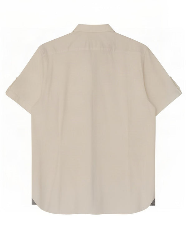 Camisa masculina de manga curta Ted Baker tamanho 6 2XL algodão branco