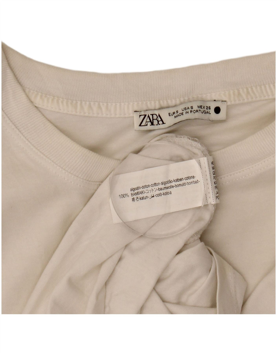 Colete feminino Zara UK 10 pequeno algodão branco