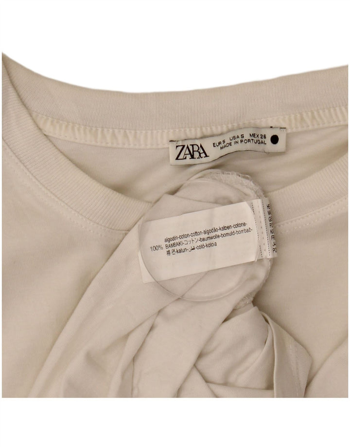 Colete feminino Zara UK 10 pequeno algodão branco
