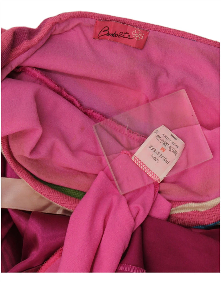 Vestido feminino vintage sem alças UK 12 poliéster listrado rosa médio
