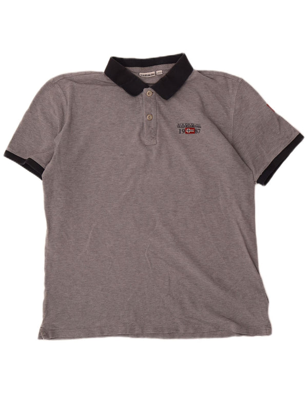 Camisa polo masculina Napapijri 2XL algodão cinza