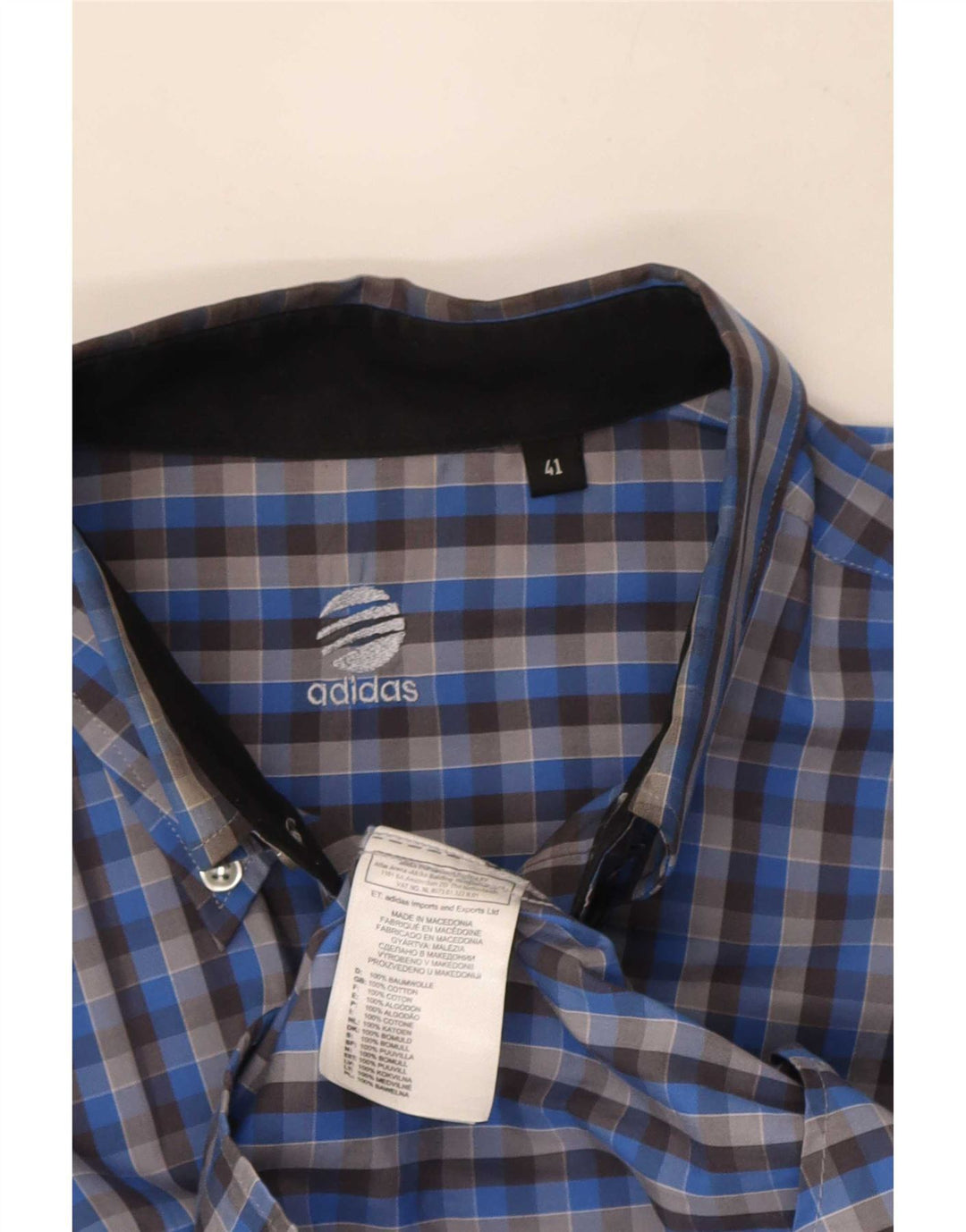 Camisa masculina Adidas tamanho 41 algodão xadrez azul médio