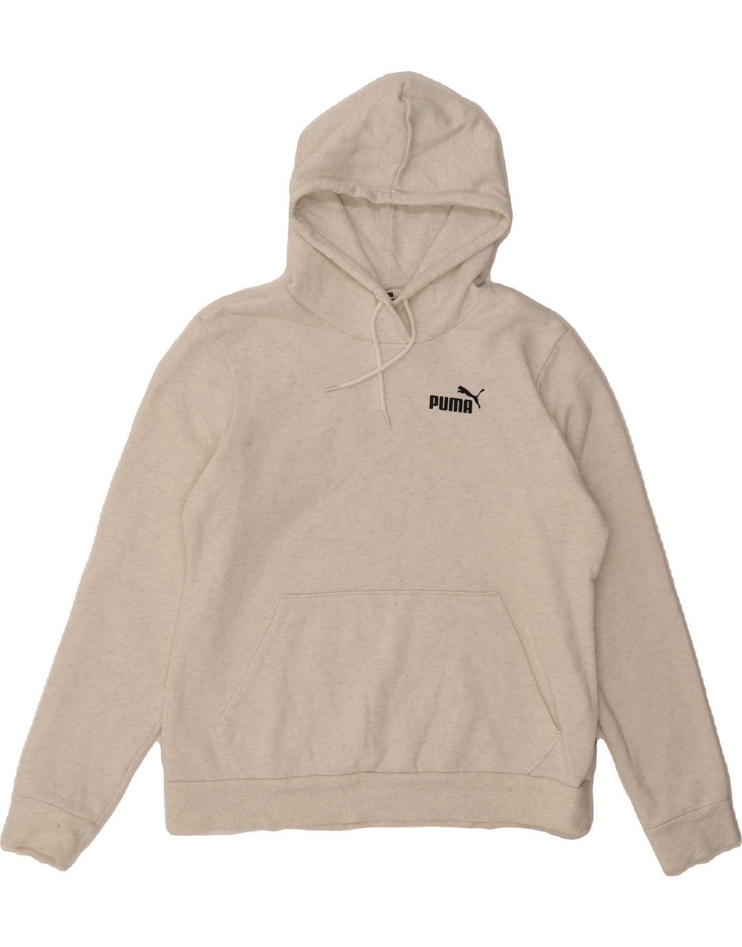 PUMA Womens Hoodie Jumper UK 16 Large Beige Flecked Cotton Vintage Puma and Second-Hand Puma from Messina Hembry 