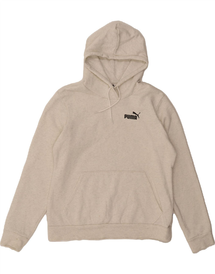 PUMA Womens Hoodie Jumper UK 16 Large Beige Flecked Cotton Vintage Puma and Second-Hand Puma from Messina Hembry 