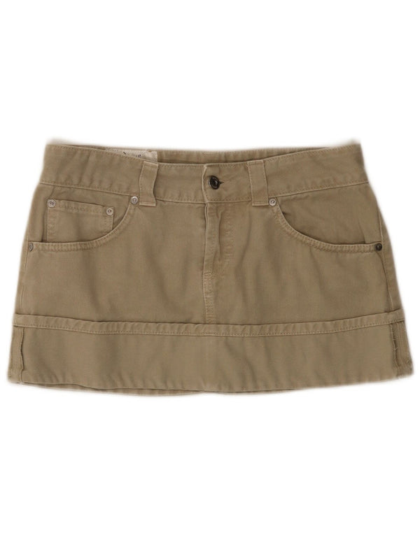 Dondup mini saia jeans tingida com roupa feminina W28 algodão cáqui médio