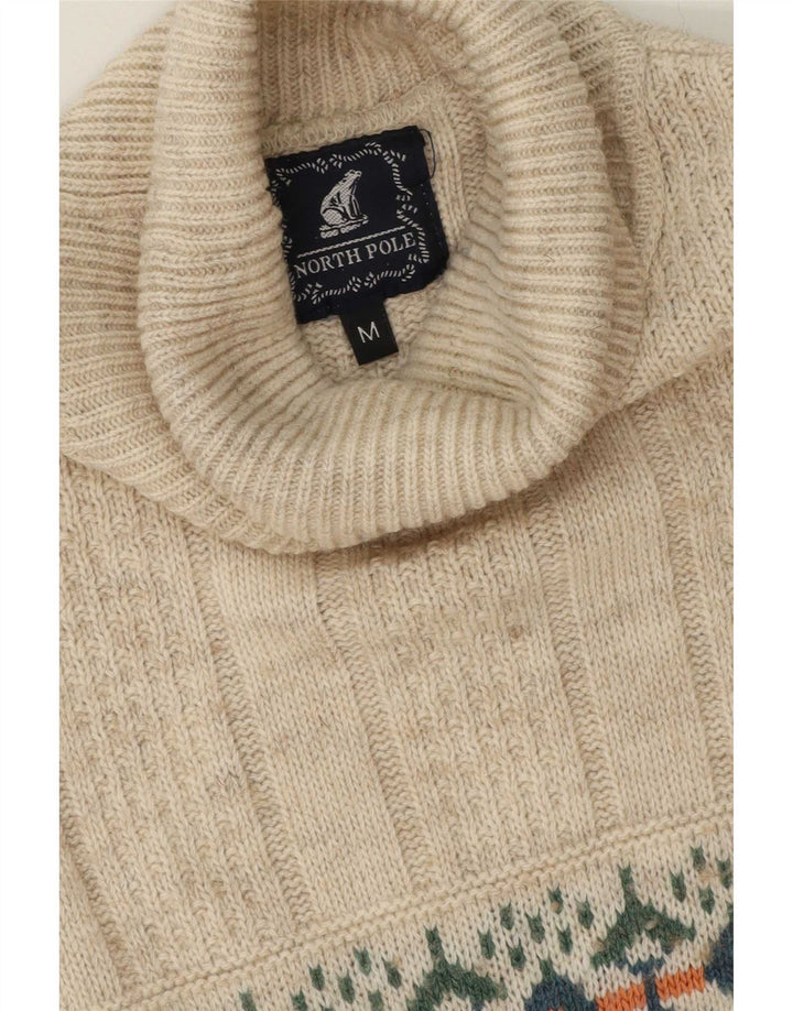 Suéter masculino North Pole com gola redonda, bege médio, Fair Isle