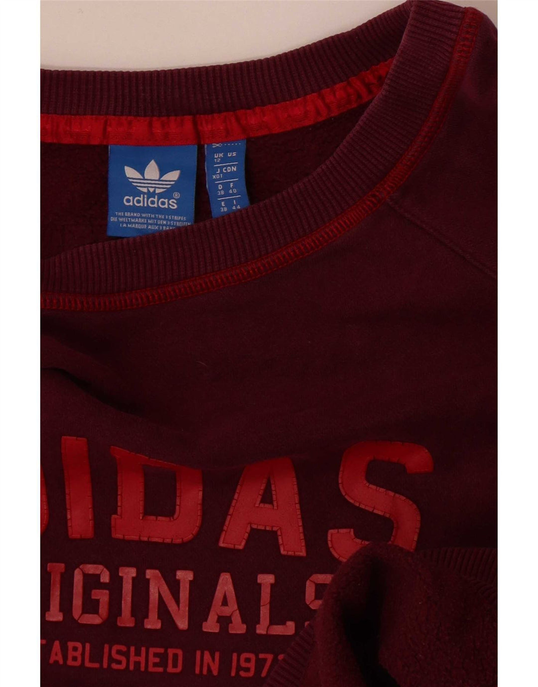 Adidas feminino gráfico moletom jumper reino unido 12 médio borgonha
