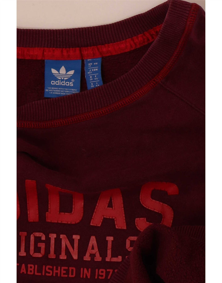 Adidas feminino gráfico moletom jumper reino unido 12 médio borgonha