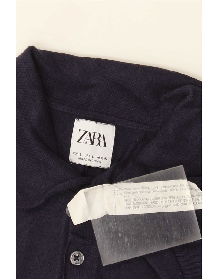 Camisa polo masculina Zara grande viscose azul marinho