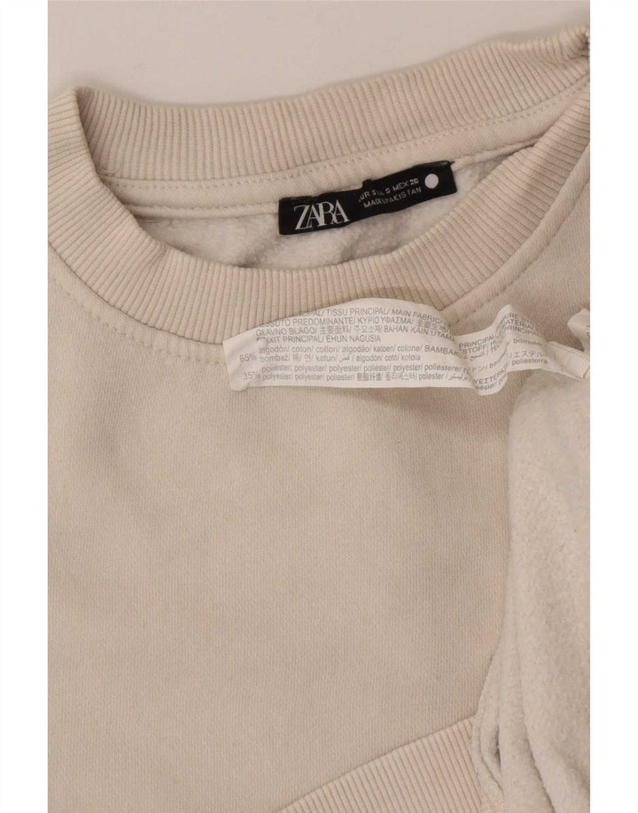 Zara moletom feminino jumper UK 10 pequeno algodão branco