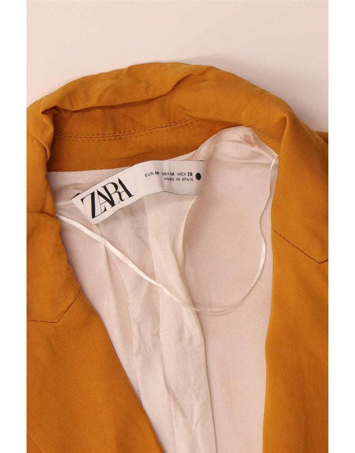Jaqueta blazer feminina Zara com peito duplo Reino Unido 14 Viscose amarela média