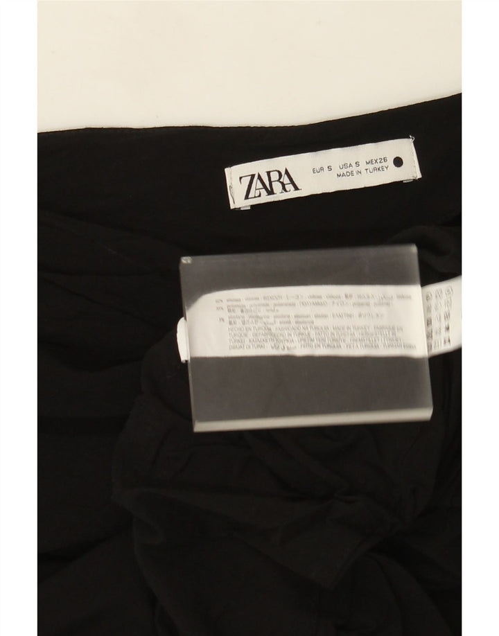 Zara Womens Crop One Ombro Top Reino Unido 8 Pequeno Preto Viscose