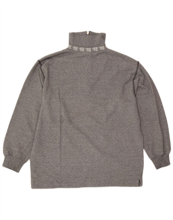 Reebok feminino oversized zip neck moletom jumper EU 36 pequeno cinza algodão