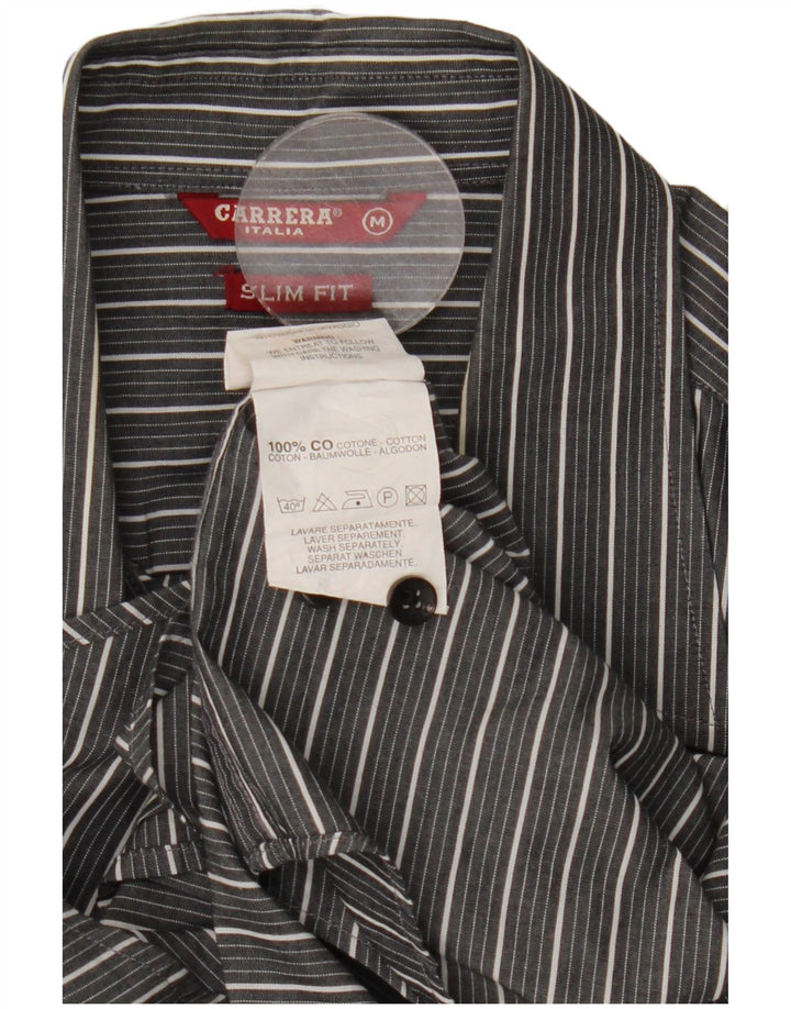 Camisa Carrera Masculina Slim Fit Médio Algodão Listrado Cinza