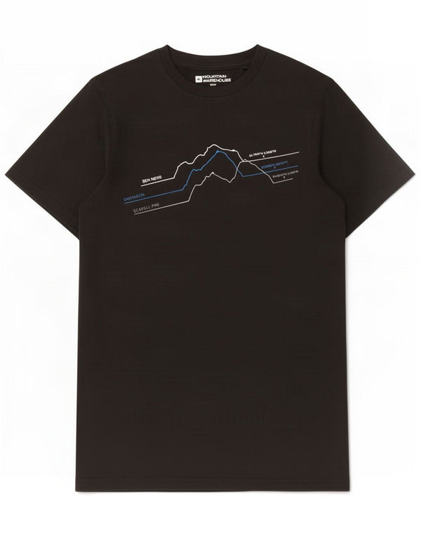 Mountain Warehouse Mens Graphic T-Shirt Top XS Algodão Preto