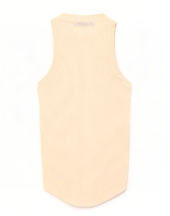Zara Womens Vest Top UK 8 Pequeno Branco
