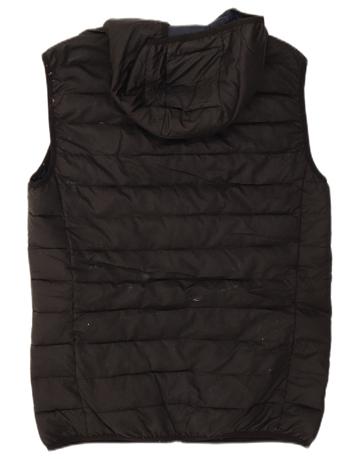 Colete acolchoado com capuz masculino Zara UK 40 grande poliéster preto