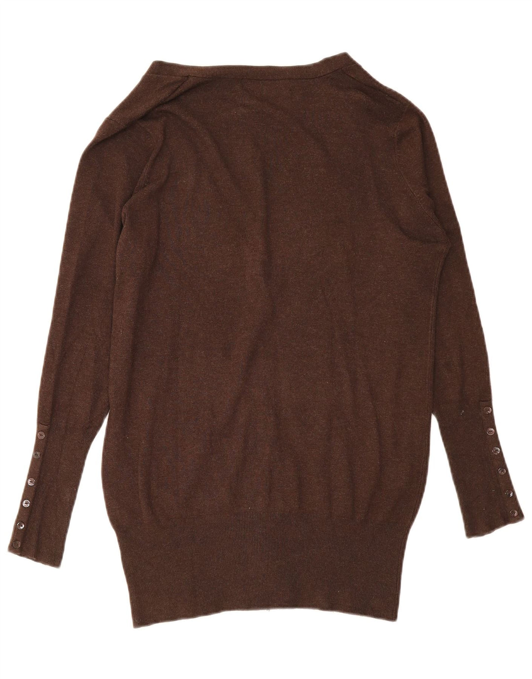 Suéter cardigã feminino Zara Reino Unido 14 grande rayon marrom
