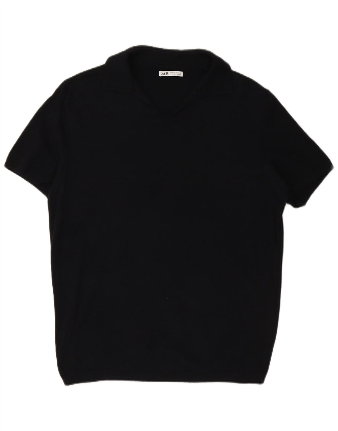 Camisa polo masculina ZARA média azul marinho