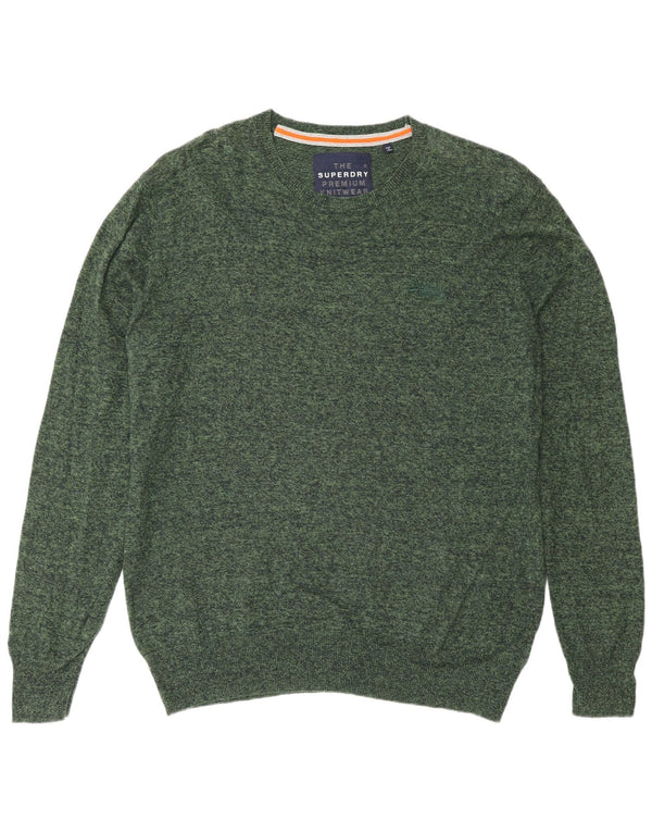Suéter masculino Superdry com gola redonda 2XL algodão manchado verde