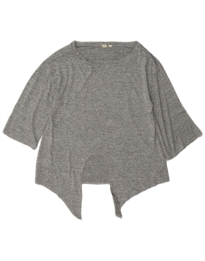 Top túnica assimétrica oversized feminina Gap Reino Unido 6 XS poliéster manchado cinza