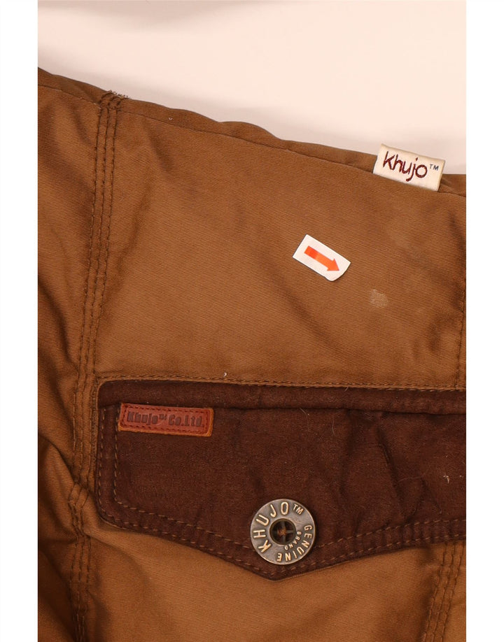 Jaqueta masculina acolchoada com capuz KHUJO UK 42 XL algodão marrom