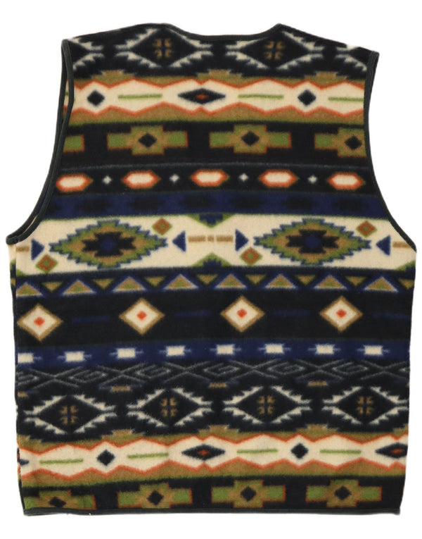 Vintage Mens Fleece Gilet UK 42 XL Poliéster Geométrico Multicolorido