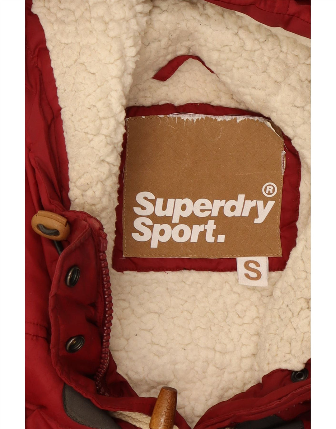 Colete acolchoado com capuz feminino SUPERDRY UK 10 pequeno poliéster vermelho