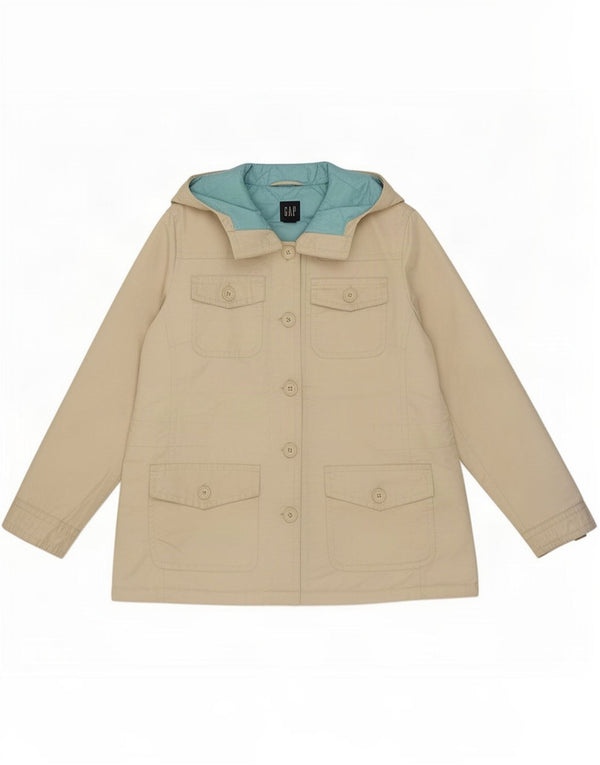Jaqueta corta-vento feminina com capuz Gap UK 14 médio off white