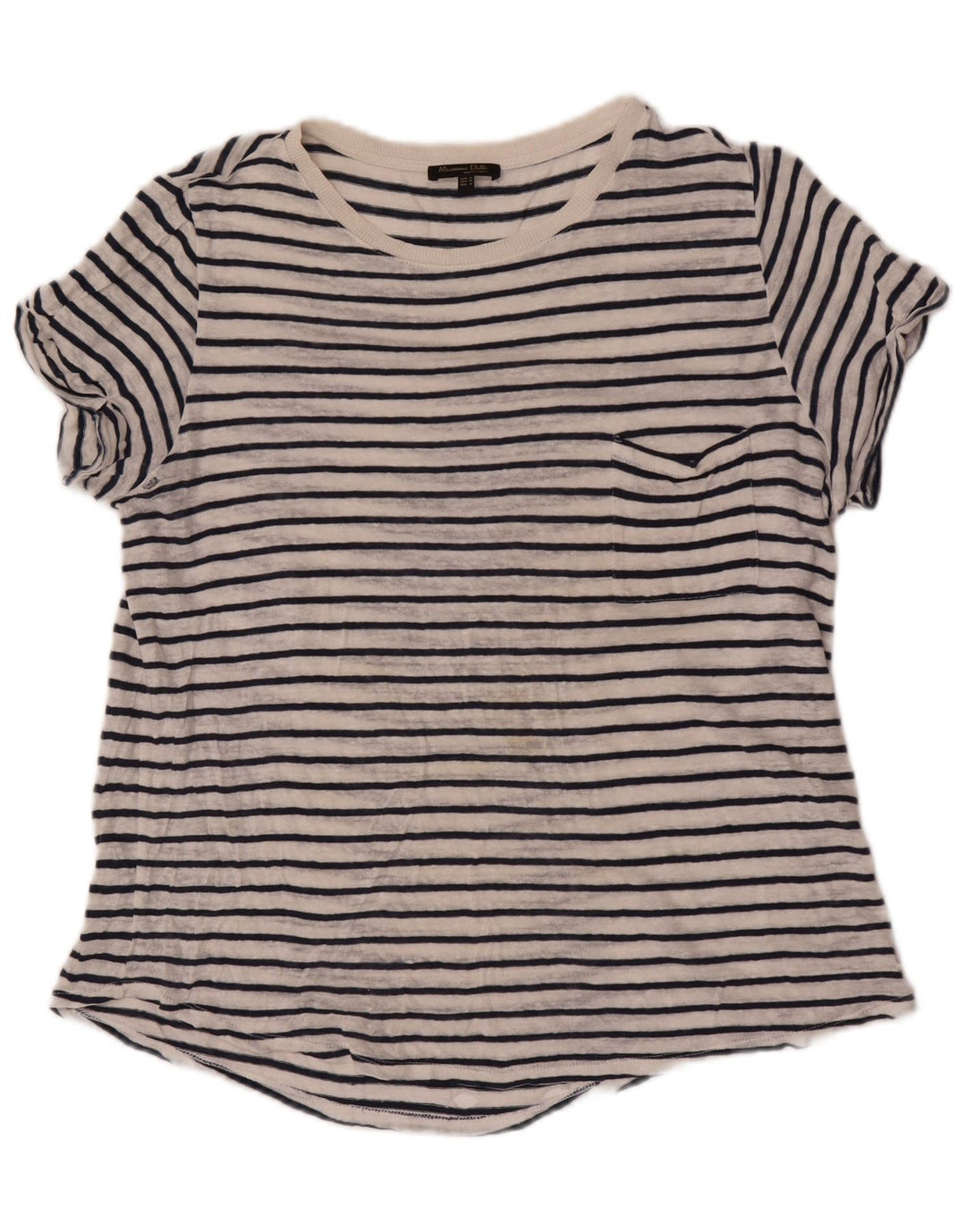 Camiseta feminina Massimo Dutti UK 14 médio listrado branco