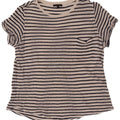 Camiseta feminina Massimo Dutti UK 14 médio listrado branco