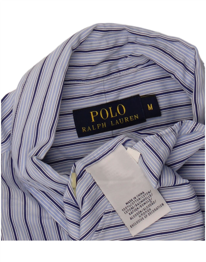 Polo Ralph Lauren Camisa masculina de algodão listrado azul médio