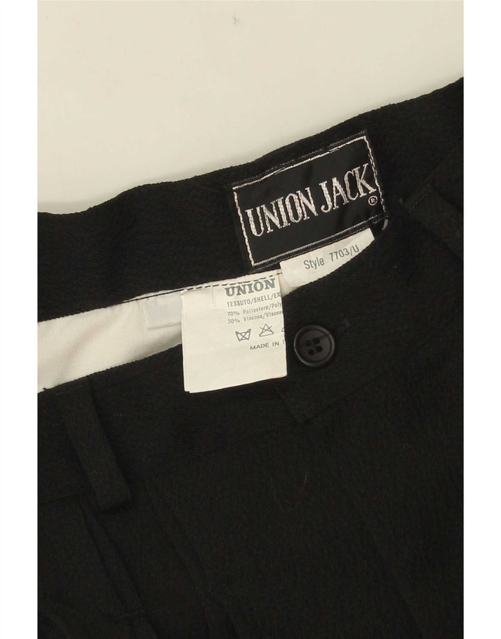Calça de terno feminina vintage IT 44 médio W26 L35 poliéster preto