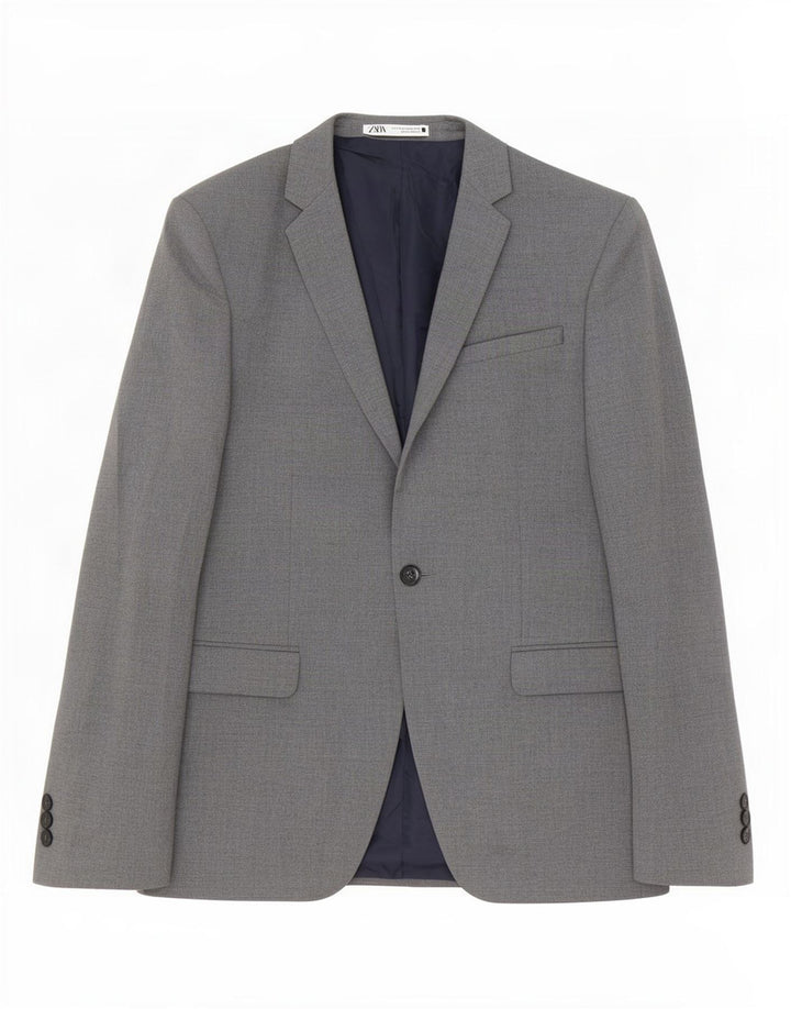 Jaqueta blazer masculina Zara com 1 botão EU 44 XS cinza poliéster