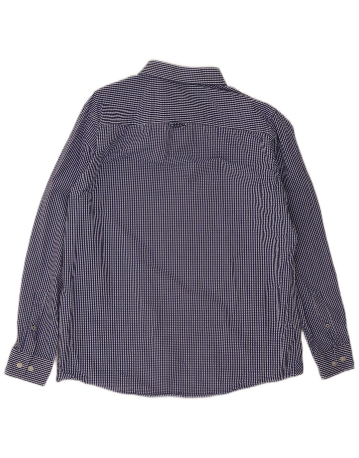 Crew Clothing Camisa masculina clássica de ajuste grande algodão guingão azul